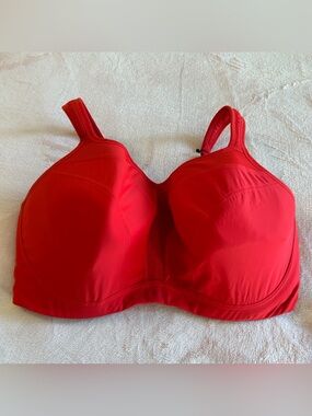 Panache Power Underwire Sports Bra vibrant red molded cups adjustable straps 36G